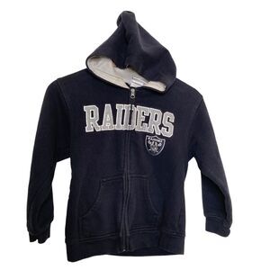 NFL Team Apparel Las Vegas Raiders Oakland Boys Zip Hoodie Jacket Size 6-7 Logo